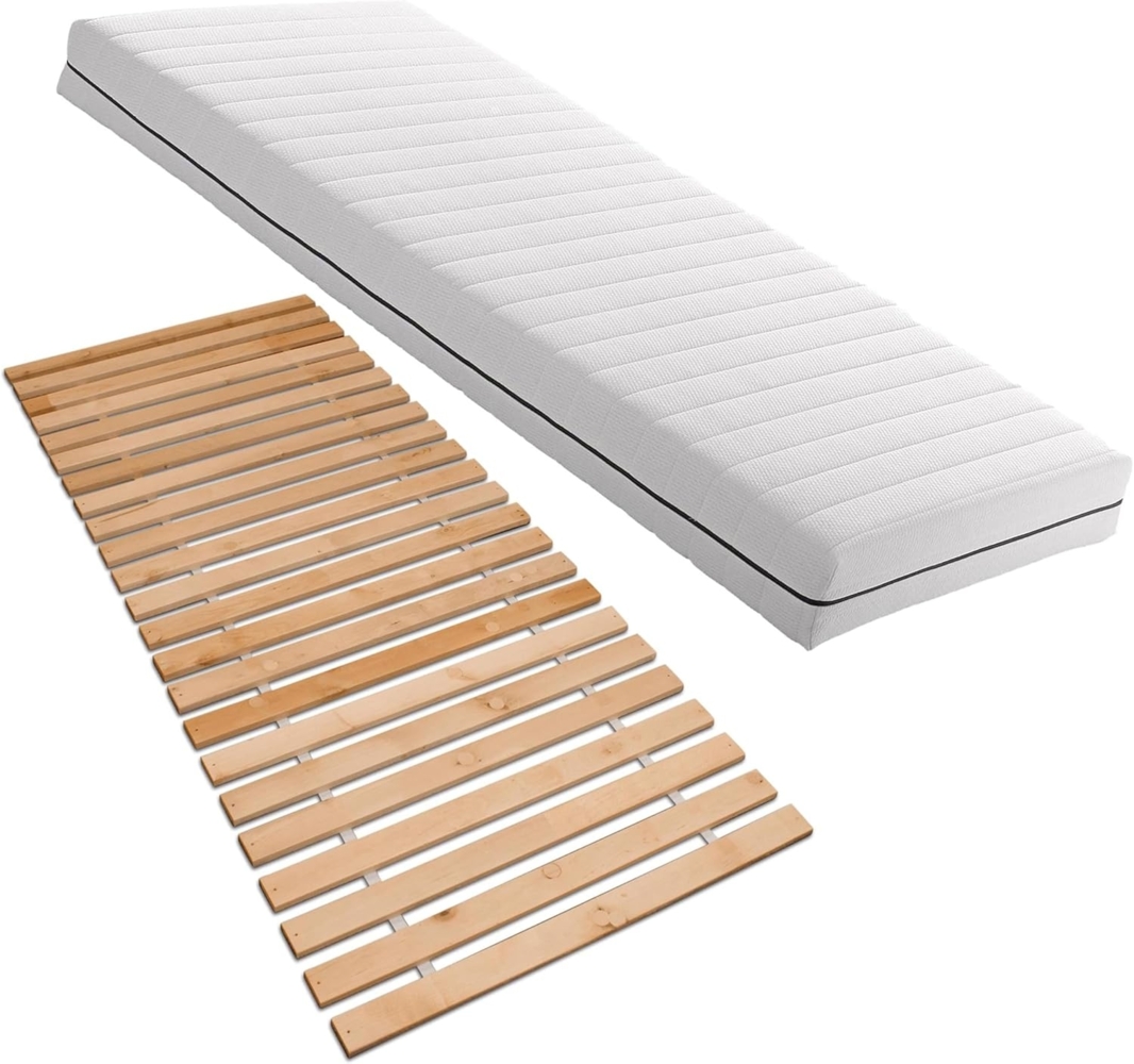 Matratzenset Betten-ABC KSP-500, 120x200 cm, Härtegrad H2 + Premium Rollrost mit 23 Leisten Bild 1