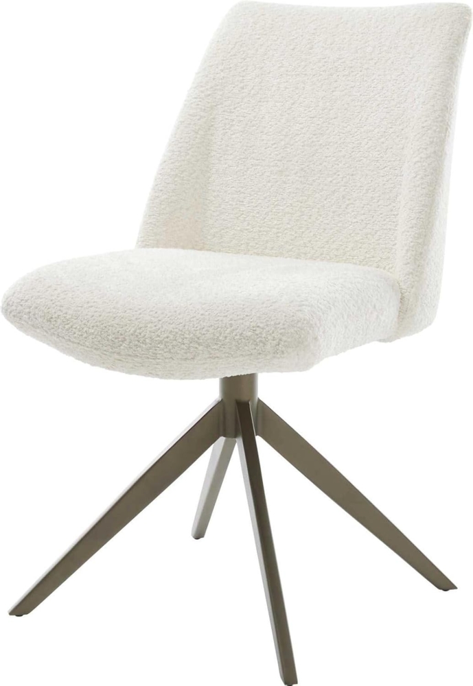 Drehstuhl Elso-Flex Bouclé Weiß Kreuzgestell breit Effektfinish Titan 360° drehbar Wippfunktion Taschenfederkern Bild 1