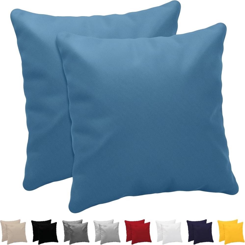 Dreamzie Kissenbezug 80x80 (Set mit 2) - 100% Jersey Baumwolle 150 g/qm Kissenbezüge -Blau - Für Kissen 80 x 80 cm - Kissenhülle - Kissenbezug - Resistent und Hypoallergen Bild 1