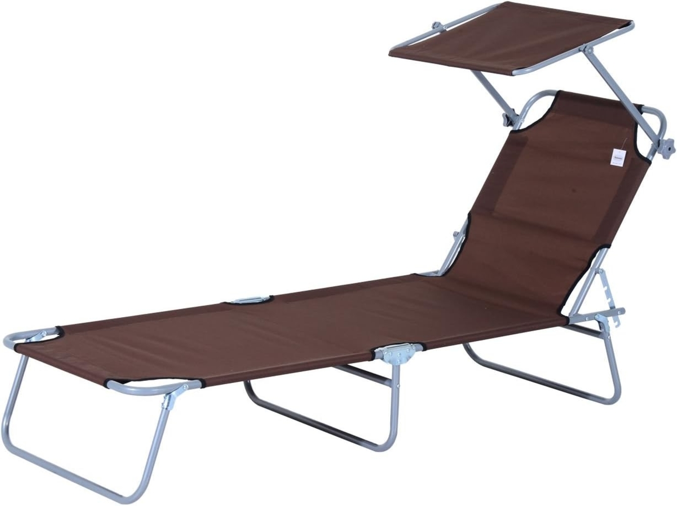 Outsunny Sonnenliege Gartenliege Wellnessliege Strandliege klappbar mit Sonnenschutz Braun 187 x 58 x 36 cm Bild 1