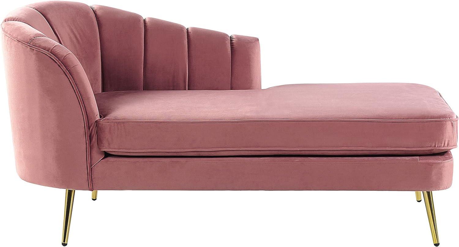 Chaiselongue Samtstoff rosa linksseitig ALLIER Bild 1