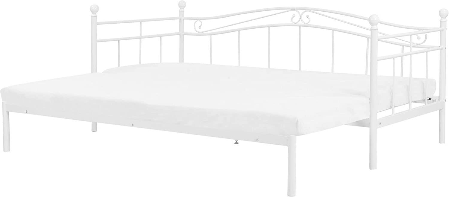 Metallbett ausziehbar weiß Lattenrost 90 x 200 cm TULLE Bild 1