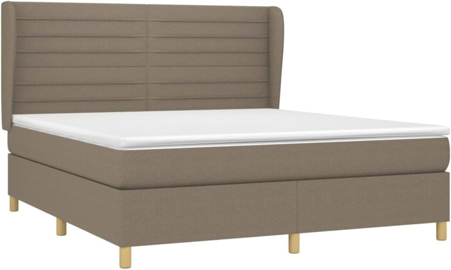 vidaXL Polsterbett mit Matratze Taupe 180x200 cm Stoff Bild 1