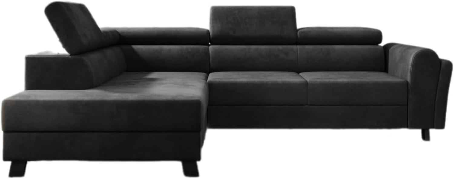 Designer Sofa Kira mit Schlaf- und Klappfunktion Samt Anthrazit Links Bild 1