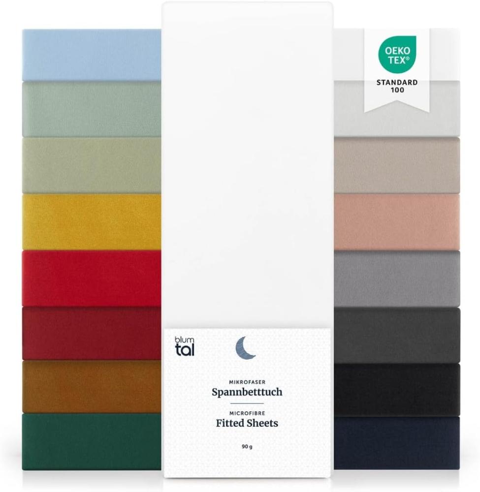 Blumtal® Spannbettlaken 90x200 cm 2er Pack - Spannbettlaken Microfaser - Oekotext zertifizierte Bettlaken 90x200 cm 2er Set - Spannbetttuch 90x200 cm - Bettbezug 90x200 cm / Leintuch 90x200 cm Weiß -Laken Bild 1