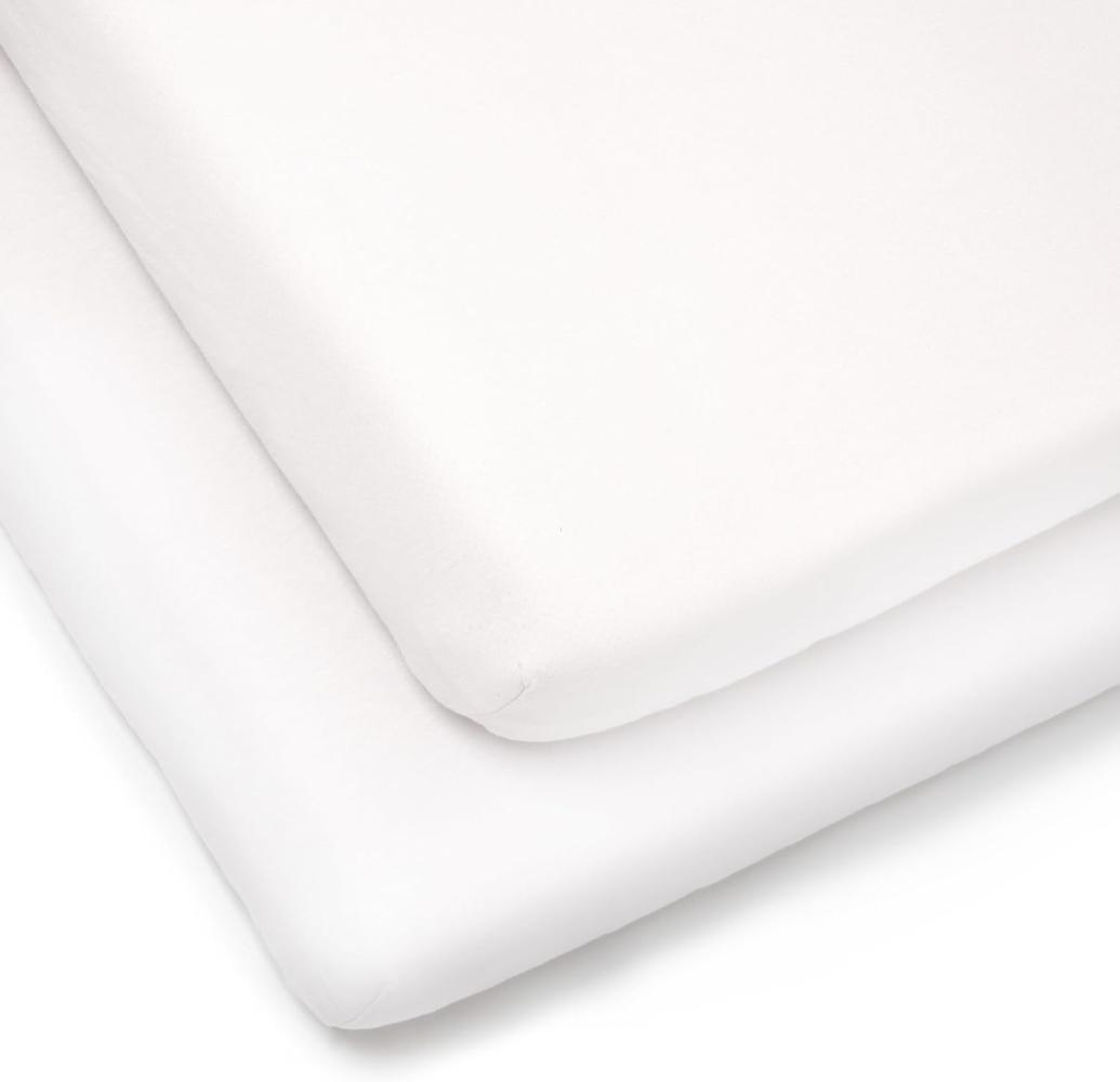 Clair de Lune Pram/ Crib Cotton Jersey Fitted Sheets (Pack of 2, White) Bild 1