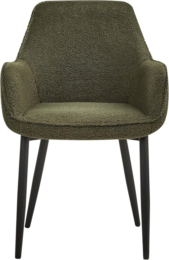 Esszimmerstuhl 2er Set ALDEN Bouclé Dunkelgrün Bild 1