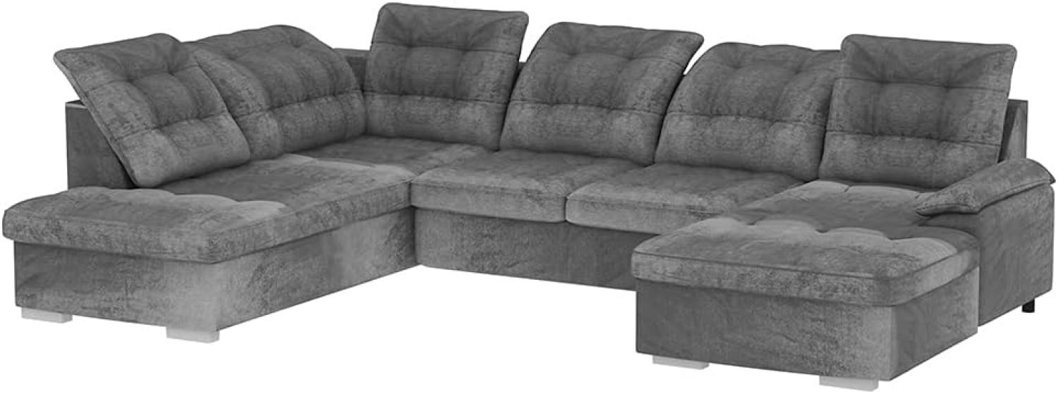 Selsey Jamaal U - Schlafsofa in U-Form mit regulierbarer Rückenlehne, Bettkasten 330 cm (Hellgrau, Ottomane rechts) Bild 1