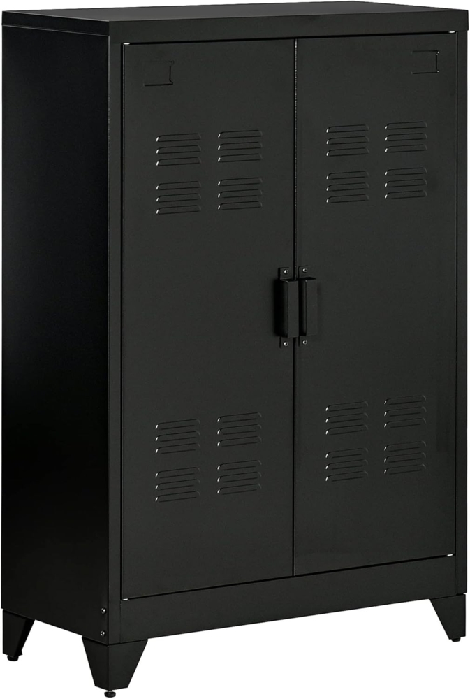 HOMCOM Highboard Aktenschrank mit Lamellentüren (Aufbewahrungsschrank, 1 St, Lagerschrank), Schwarz 75 x 33 x 110 cm Bild 1