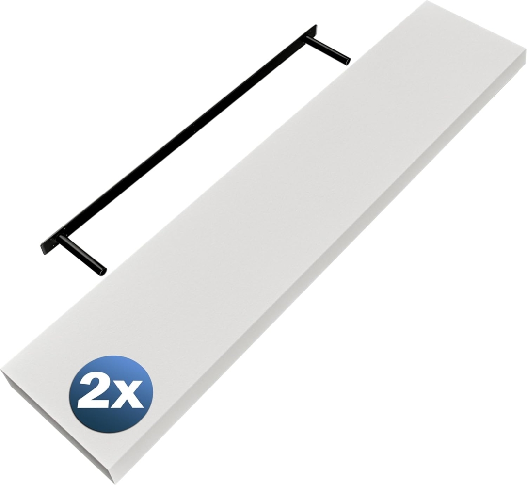 Casaria Wandregal mit Halterung, 2 Stück, MDF, Weiß / Matt, 110 x 23 x 3,8cm Bild 1
