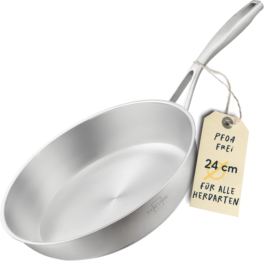 SILBERTHAL Bratpfanne Unbeschichtet 20cm Induktion, Edelstahl (1-tlg), Induktionsgeeignet,für Röstaromen Bild 1