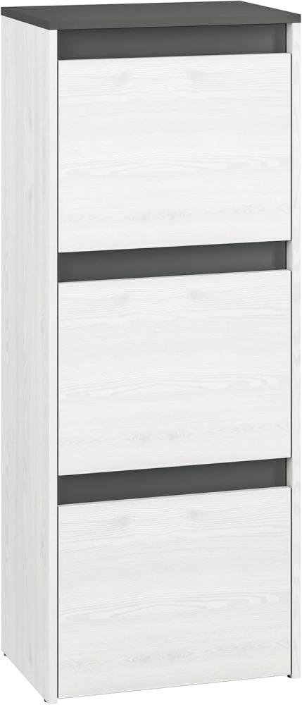 Schuhschrank "Hyga" Schuhkommode 50cm Pinie weiß anthrazit Bild 1