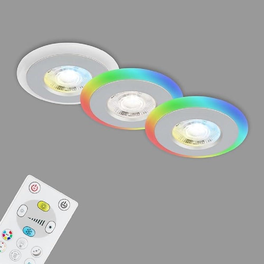 Di-Ka LED Einbauleuchte Skill Color 3er Set chrom-matt Ø 8,4 cm 5 W dimmbar Bild 1