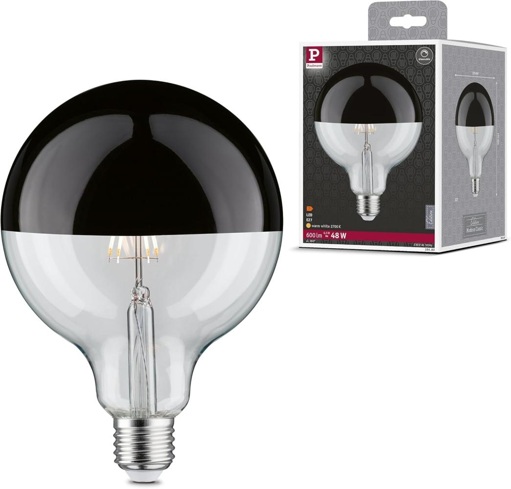 Paulmann 28680 LED Globe 6,5 Watt E27 Kopfspiegel Schwarzchrom Warmweiß dimmbar Bild 1