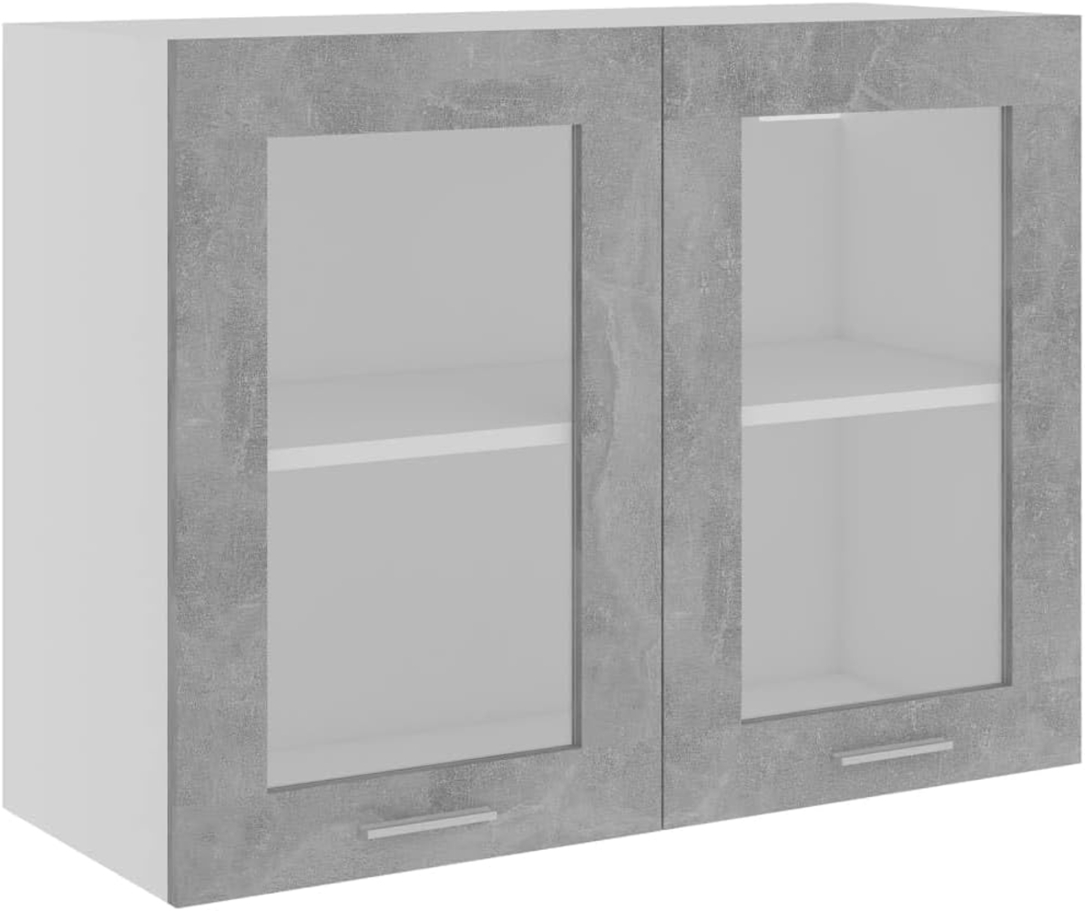 vidaXL Hängeglasschrank Betongrau 80x31x60 cm Holzwerkstoff 802533 Bild 1