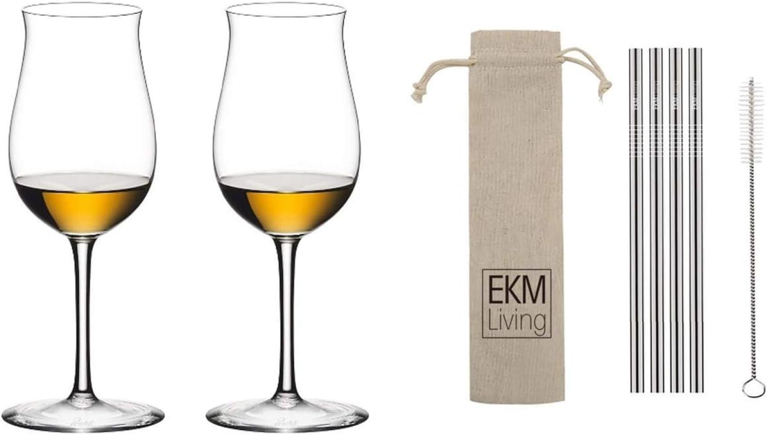 Riedel 2er Set SOMMELIERS COGNAC V.S.O.P. 4400/71 und 4 EKM Living Trinkhalme aus Edelstahl Bild 1