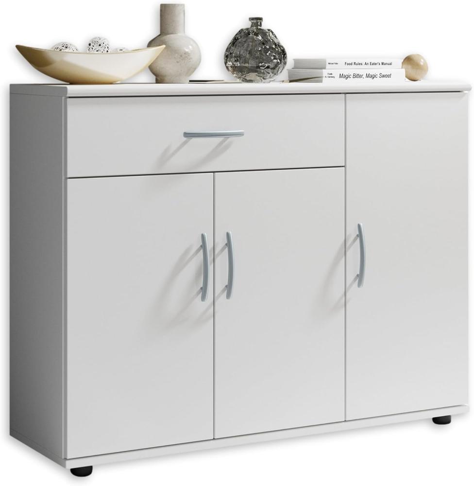 LILLY Sideboard in Weiß - Moderne Kommode mit Schublade und viel Stauraum für Wohnzimmer, Esszimmer und Flur - 90 x 70 x 30 cm (B/H/T) Bild 1