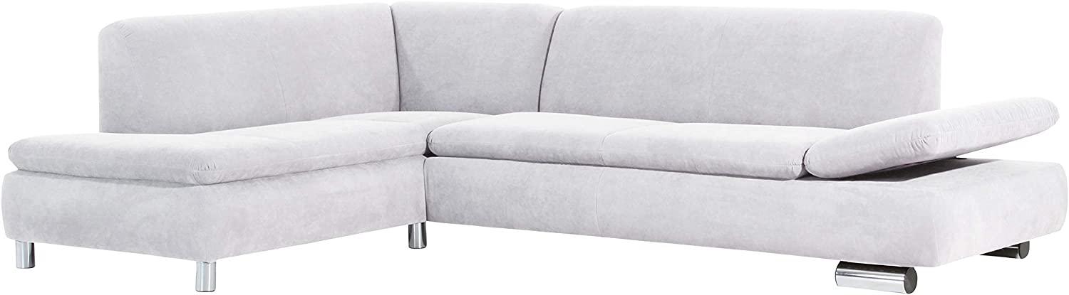 Terrence Ecksofa Veloursstoff Creme Metallfüße verchromt Bild 1