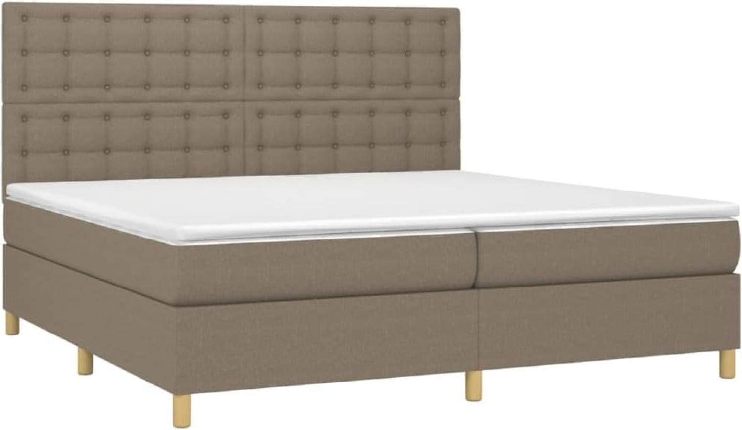 vidaXL Boxspringbett mit Matratze Taupe 200x200 cm Stoff, Härtegrad: H2 [3142685] Bild 1