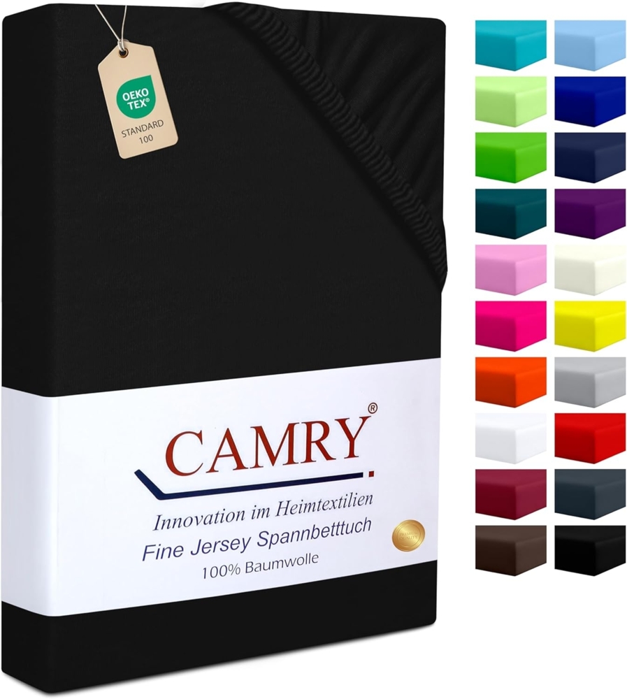 Camry Spannbettlaken CLASSIC, Jersey Baumwolle, Gummizug: rundum, viele Farben, alle Matratzenhöhen, Bettlaken, Spannbetttuch Bild 1