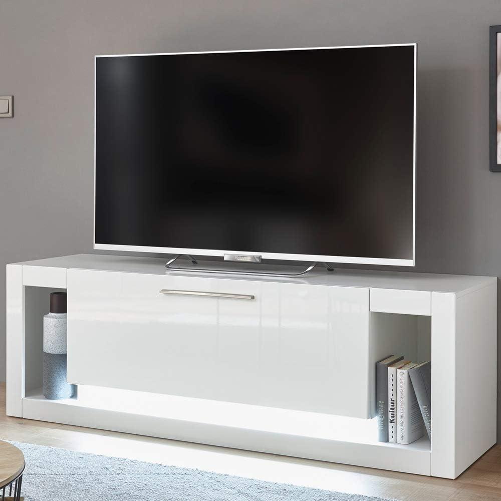 TV Lowboard MAILAND-61 in Hochglanz weiß inkl. LED-Beleuchtung, B/H/T: 150/49/43cm Bild 1