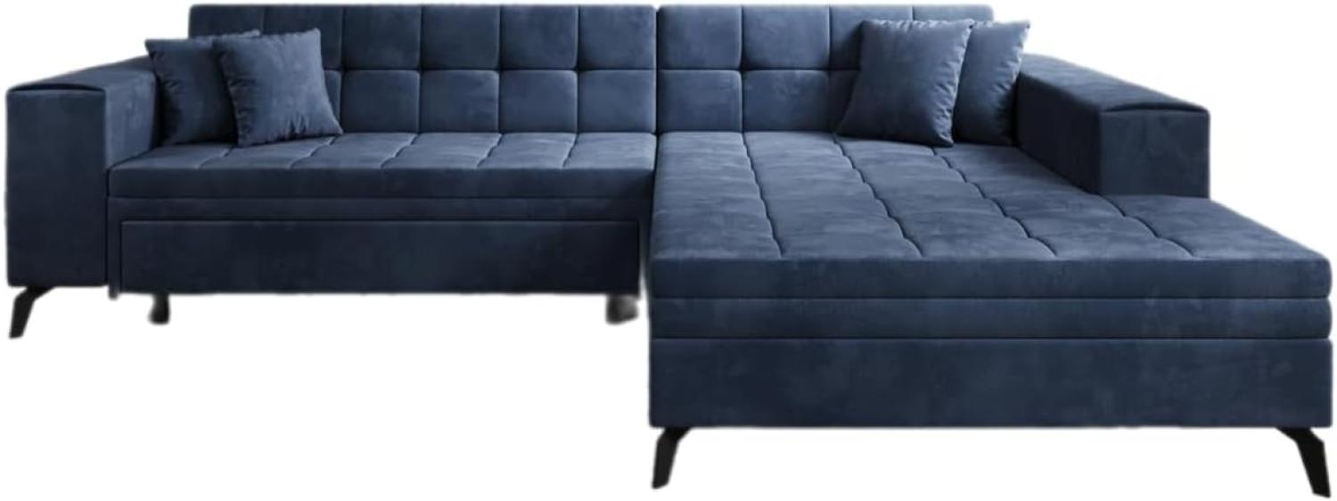 Designer Sofa Frida mit Schlaffunktion Samt Blau Rechts Bild 1