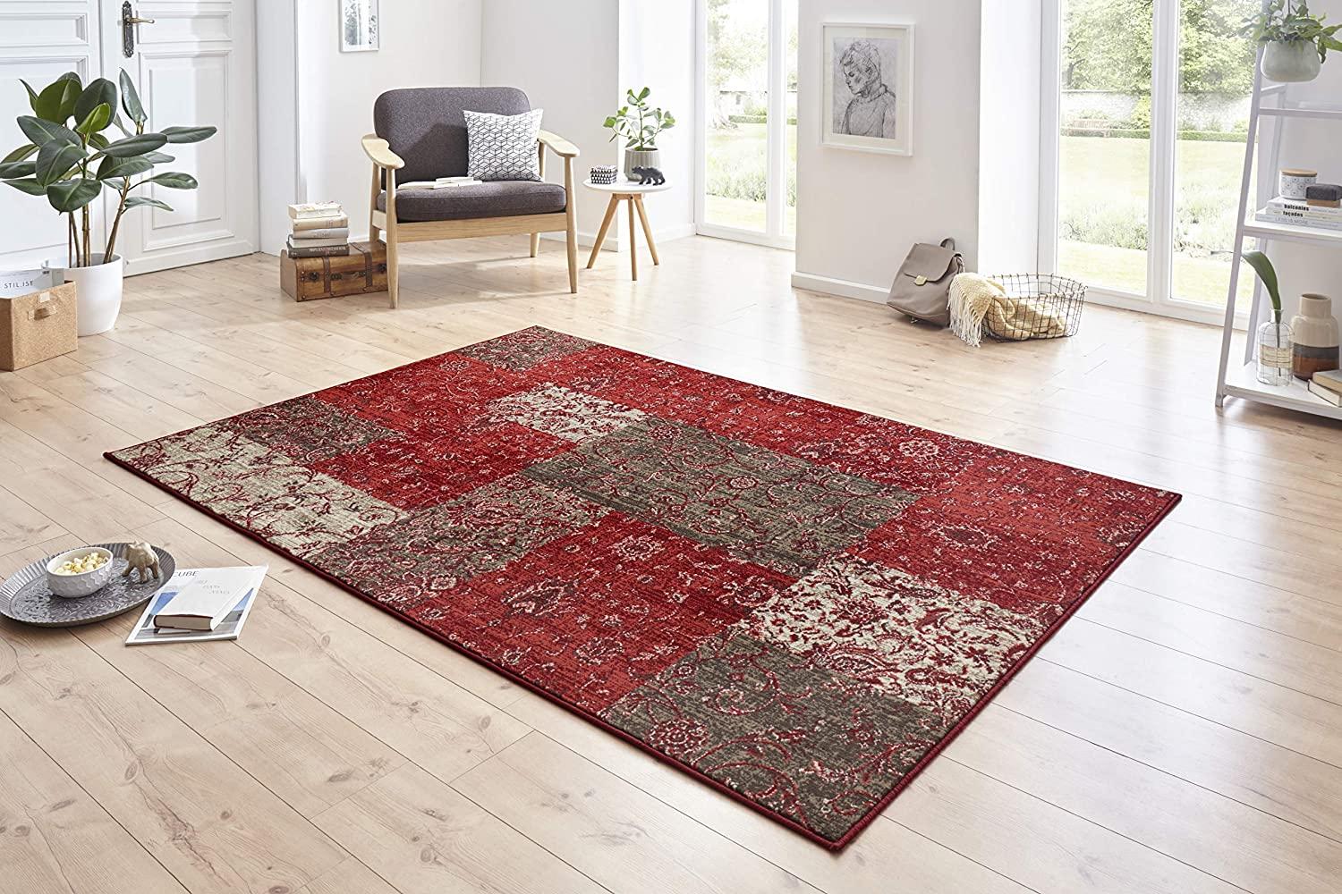 Kurzflor Teppich Kirie Rot Braun - 160x230x0,9cm Bild 1