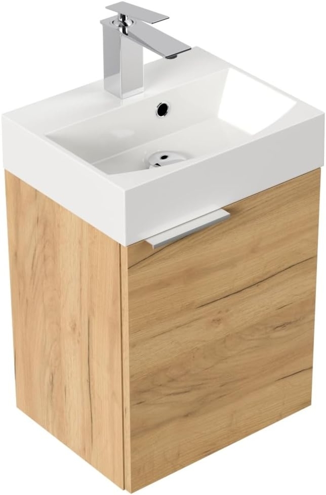Gäste WC Badmöbel Kubus Slimline 40cm SoftClose eiche gold : Eiche Gold Bild 1