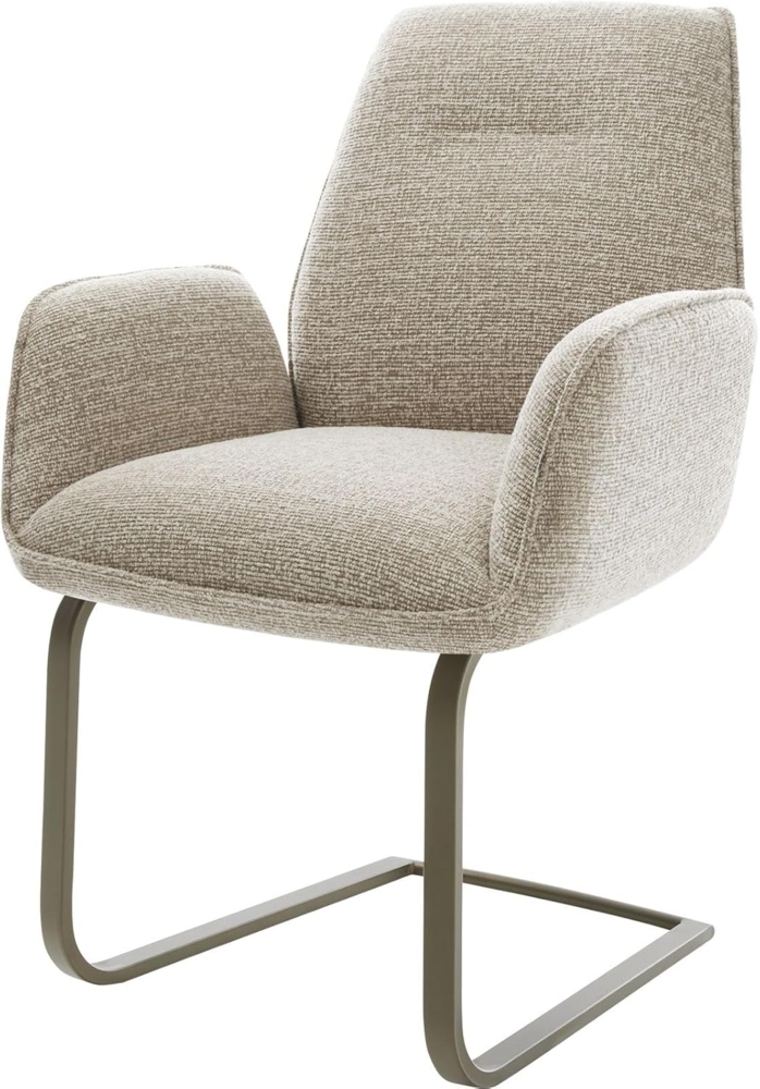 Freischwinger Zoa-Flex Webstoff Soft Beige Freischwinger flach Effektfinish Titan Taschenfederkern Bild 1