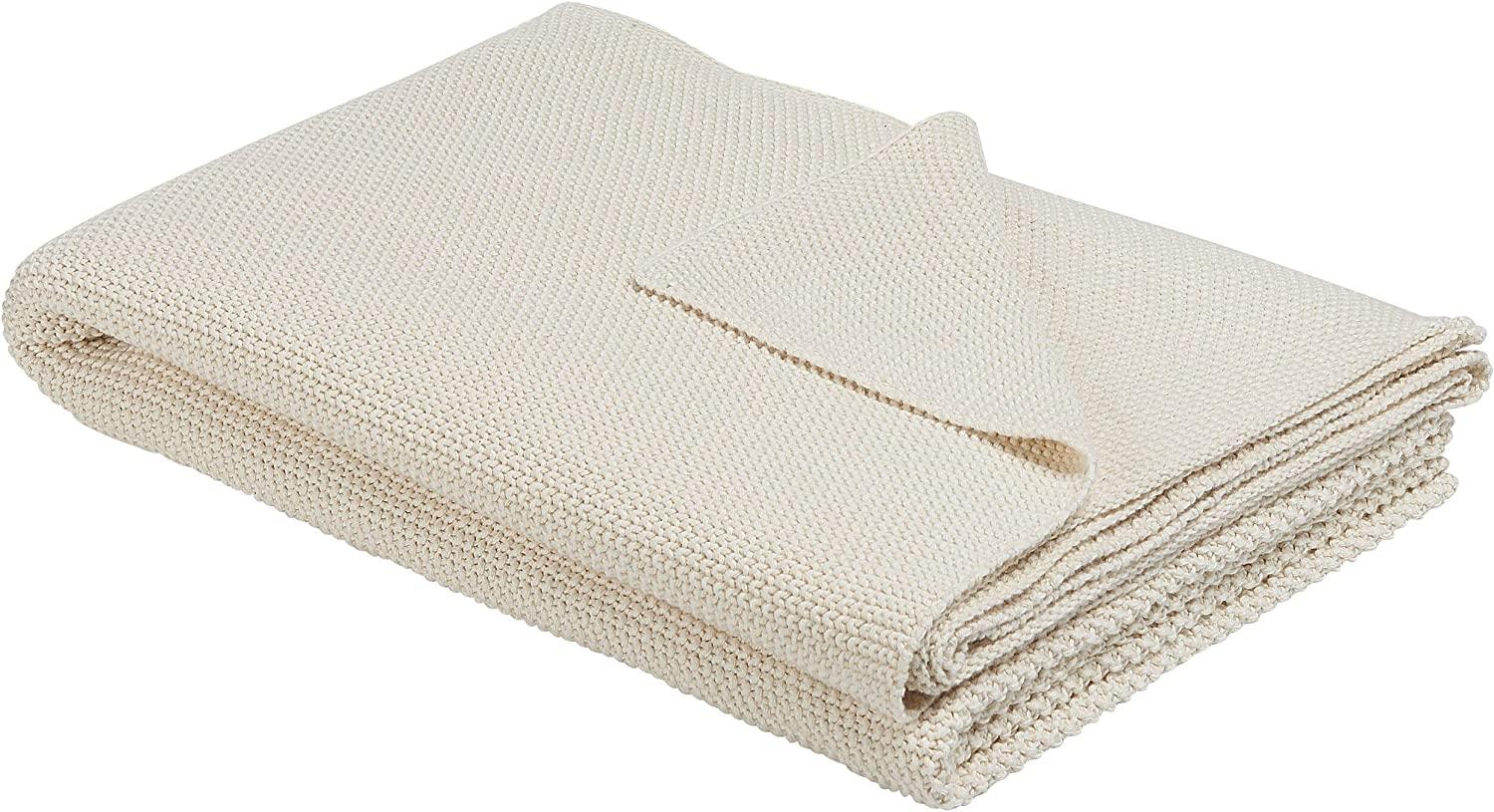 Kuscheldecke ASAKA Baumwolle 130 x 180 cm Beige Bild 1