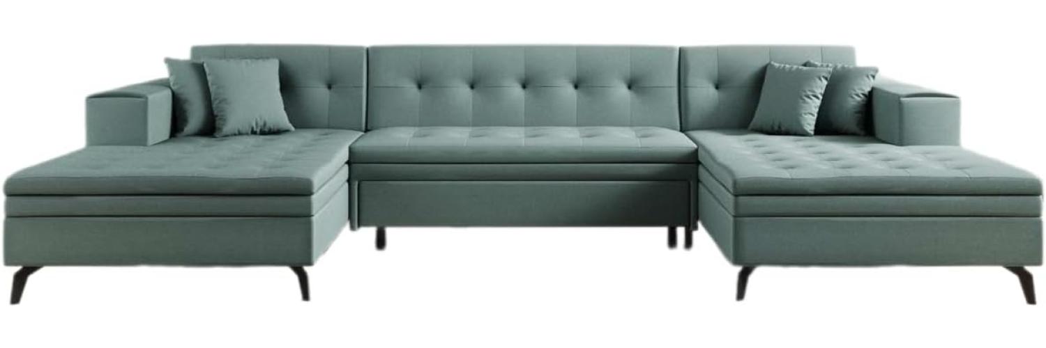 Designer Sofa Vivana mit Schlaffunktion Stoff Grün Bild 1