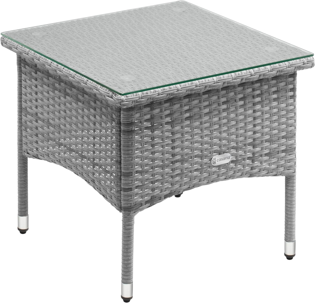 Casaria Beistelltisch, Polyrattan 50x50 cm Wetterfest Höhenverstellbar 80kg Belastbarkeit Bild 1