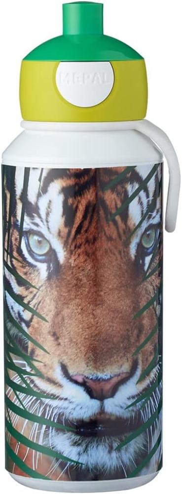 Mepal - Trinkflasche Pop-up Campus - Wasserflasche - Auslaufsichere Flasche für die Schule - Wiederverwendbar - BPA-frei & Spülmaschinenfest - 400 ml - Animal Planet Tiger Bild 1