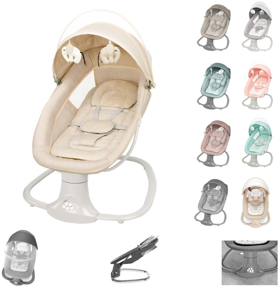 Kikkaboo Babywippe Winks 2 in 1 Stuhl, Moskitonetz, ​Timer, Musik, Fernbedienung braun Bild 1