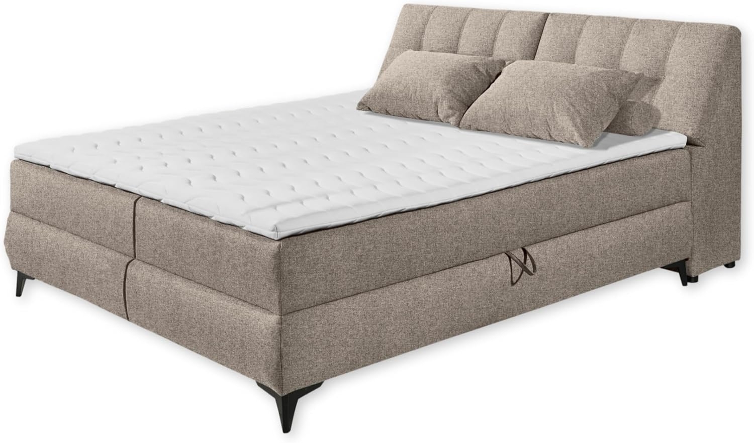 ATLANTIS 6 Boxbett 180x200 in Sand - Bequemes Doppelbett mit Bettkästen und Kaltschaum Topper - 185 x 102 x 240 cm (B/H/T) Bild 1