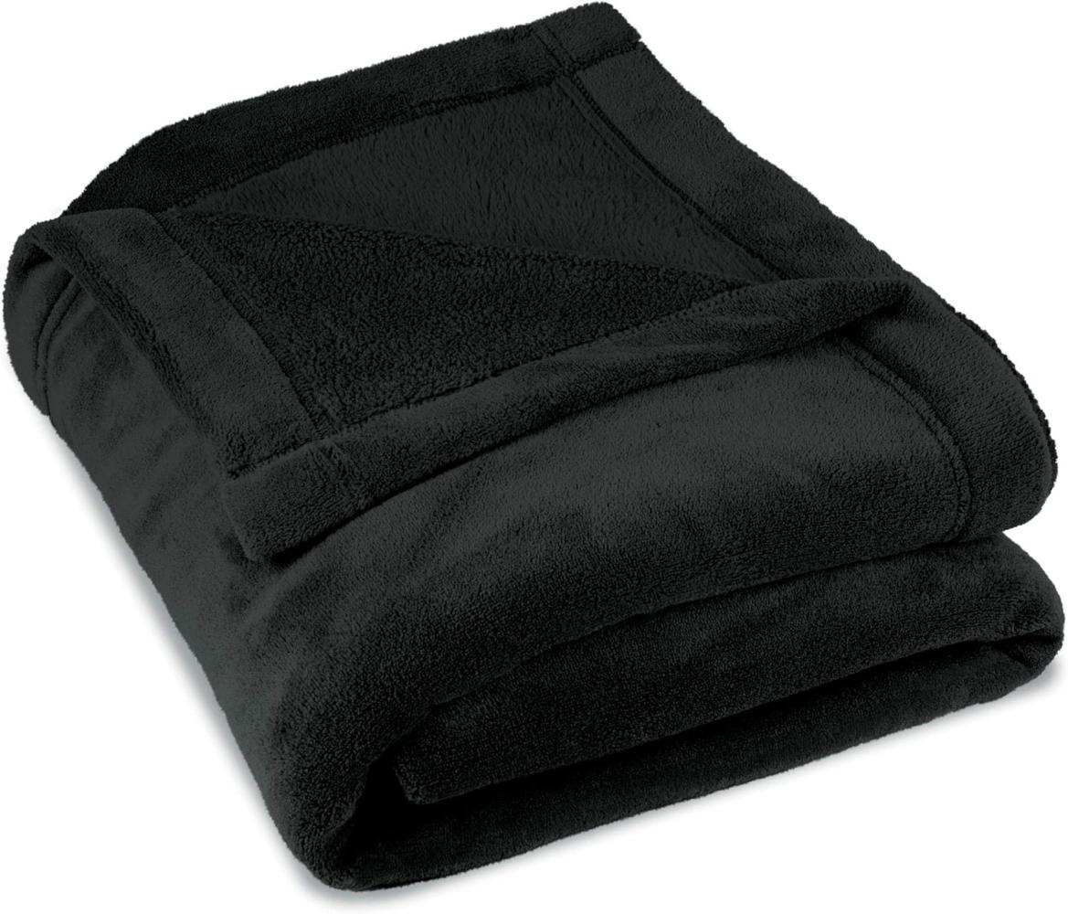 CelinaTex Flauschige Kuscheldecke XXL 220 x 240 cm schwarz Decke Sofa warm Wohndecke weich Mikrofaser Fleece Oeko-TEX Montreal Bild 1