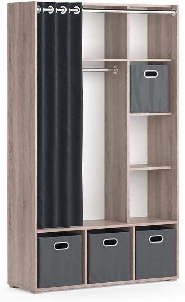 Vicco Kleiderschrank Schlafzimmerschrank Garderobe Luigi Sonoma Faltbox 106 x 178 cm modern Schrankregal Organizer Vorhang Kleiderstange Fächer Aufbewahrung Ablage Bild 1