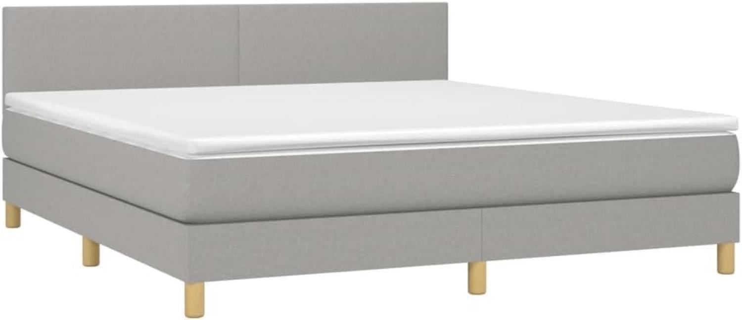 vidaXL Boxspringbett mit Matratze & LED Hellgrau 160x200 cm Stoff 3133565 Bild 1