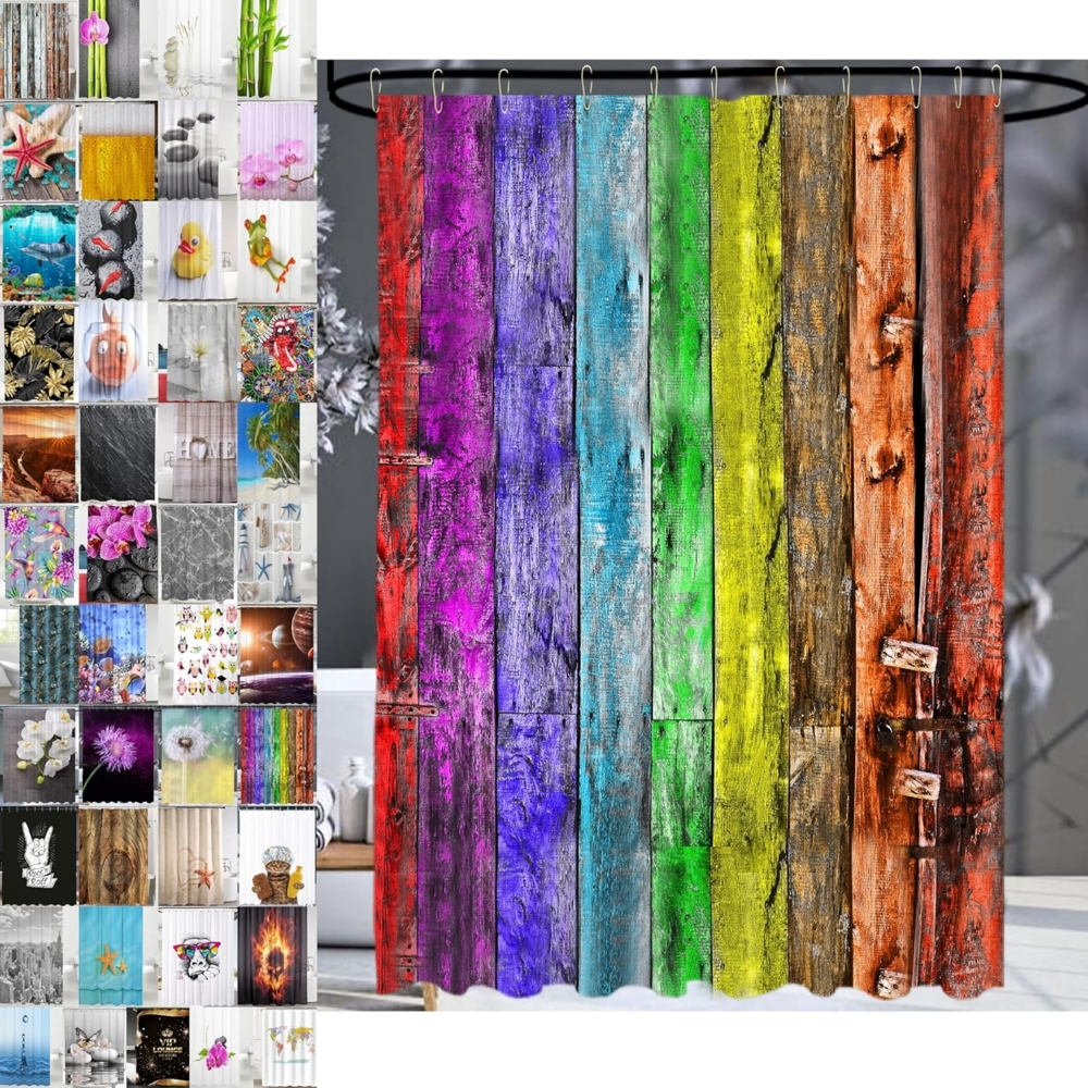 Sanilo Duschvorhang Rainbow 180 x 200 cm, 100% wasserdicht, Anti-Schimmel-Effekt, hochwertige Qualität Bild 1