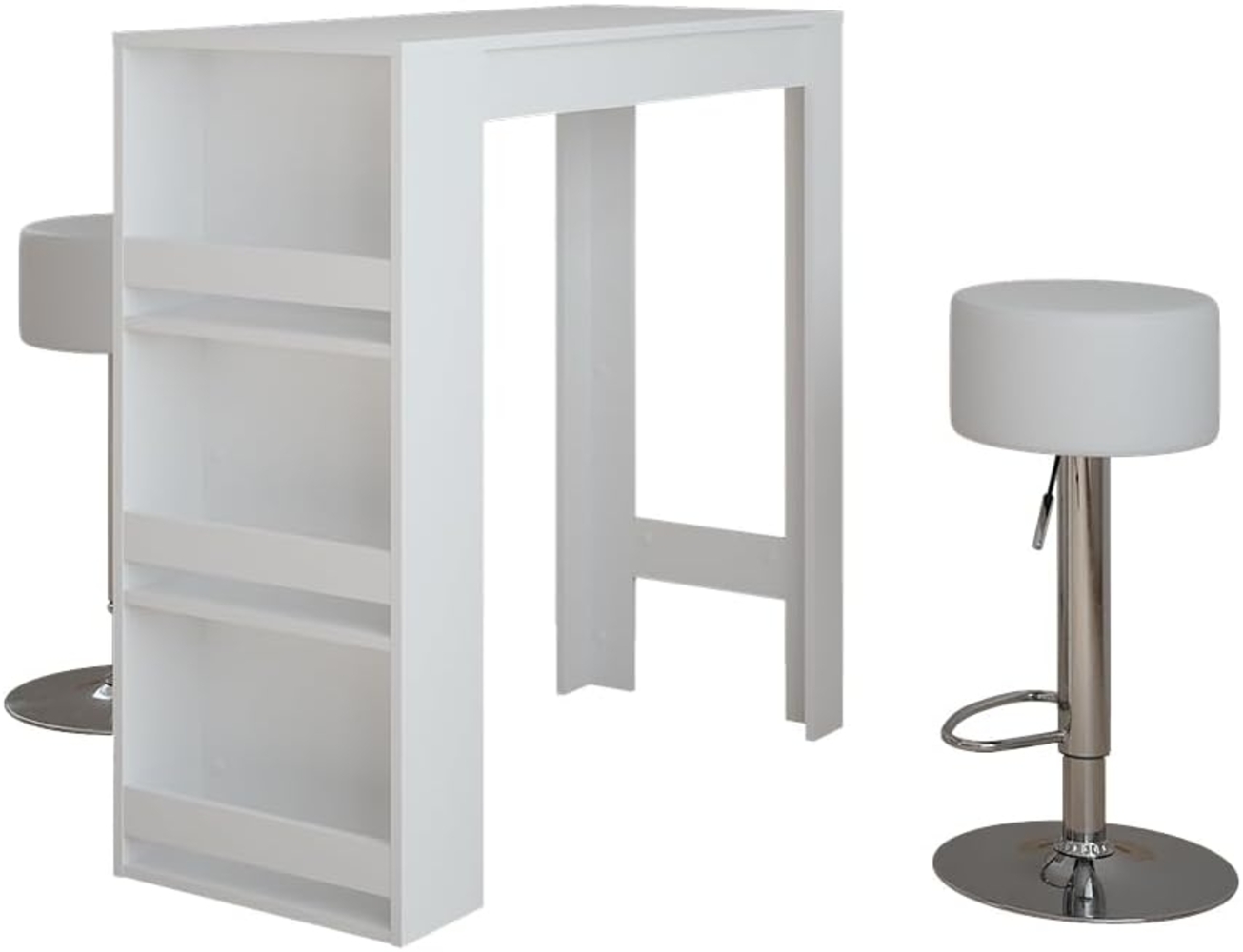 Bartisch-Set Repose Weiß 45 x 110 cm mit 2 Barhockern Vicco Bild 1
