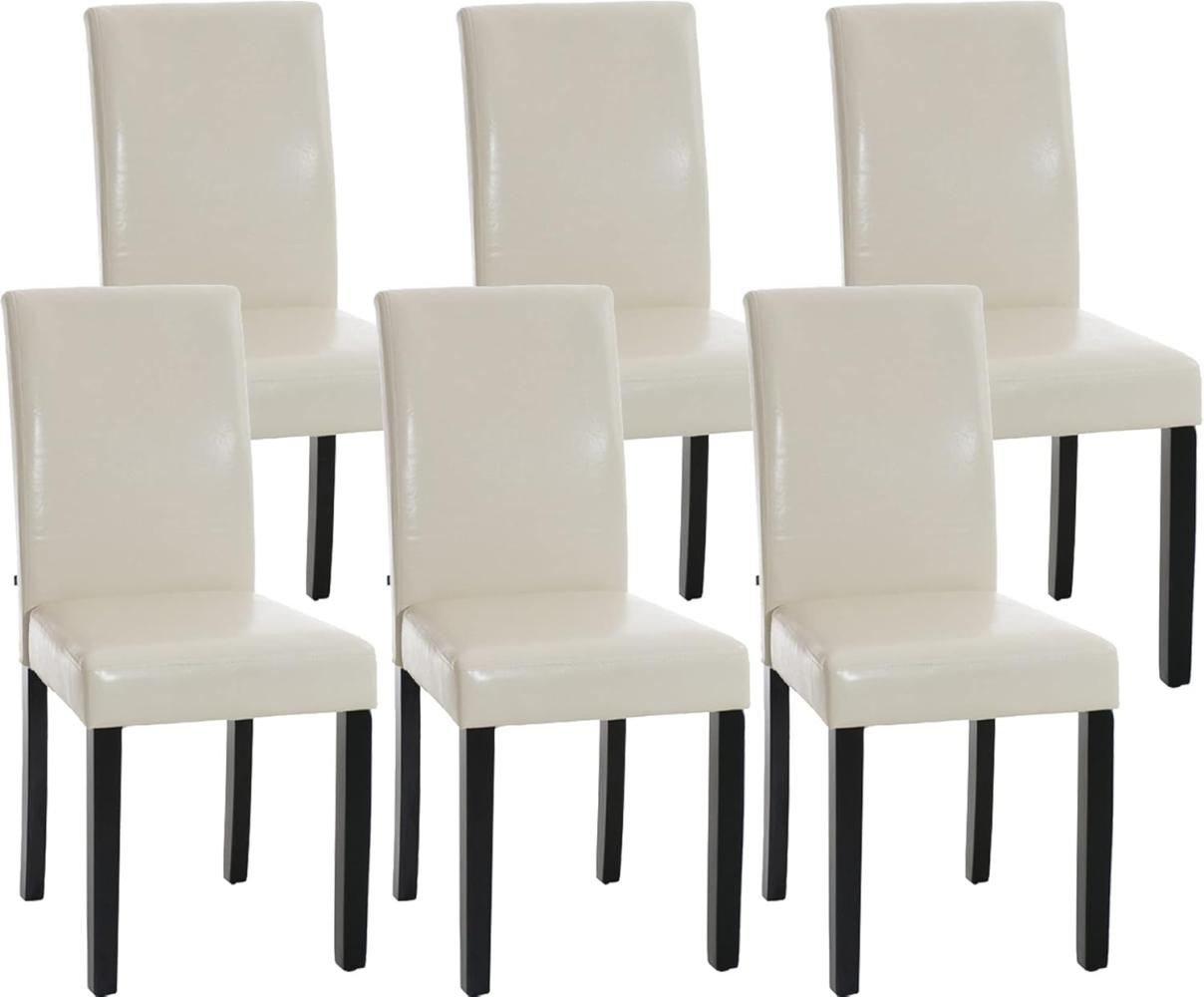 CLP 6er Set Esszimmerstuhl Ina Kunstleder mit Holzgestell,creme schwarz Bild 1