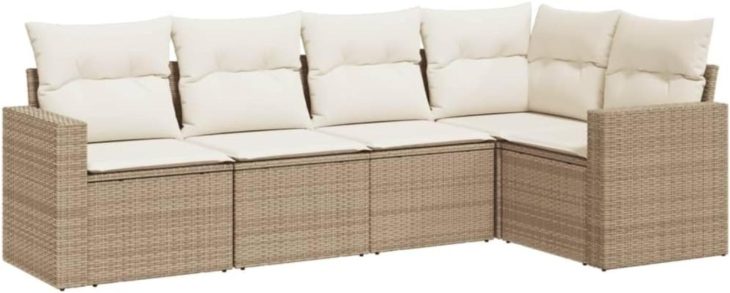 vidaXL 5-tlg. Garten-Sofagarnitur mit Kissen Beige Poly Rattan 3218918 Bild 1