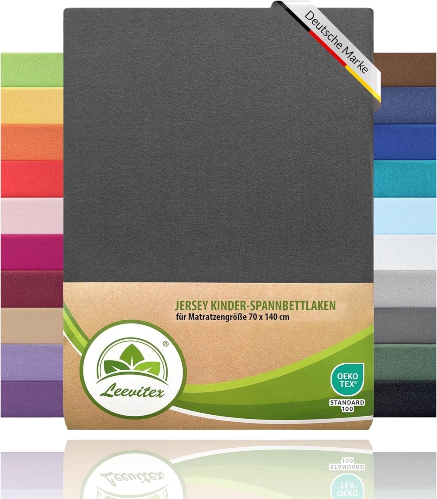 leevitex® Spannbettlaken Spannbettlaken Kinder Spannbettlaken Premium 170 g/m², Gummizug: Rundumgummizug, (2 Stück), schwer & blickdicht, 100% Baumwolle, 70 x 140 cm Bild 1