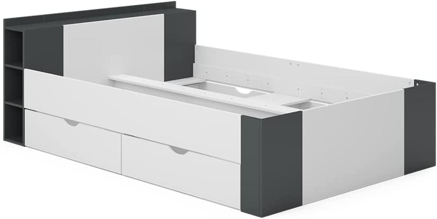VitaliSpa 'Pulsar' Schubladenbett, Anthrazit/Weiß, 140x200 cm Bild 1