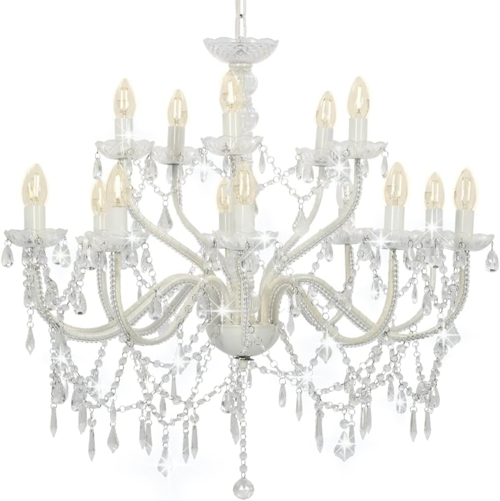 vidaXL Kronleuchter 2-lagig Weiß 15×E14-Glühbirnen 281612 Bild 1