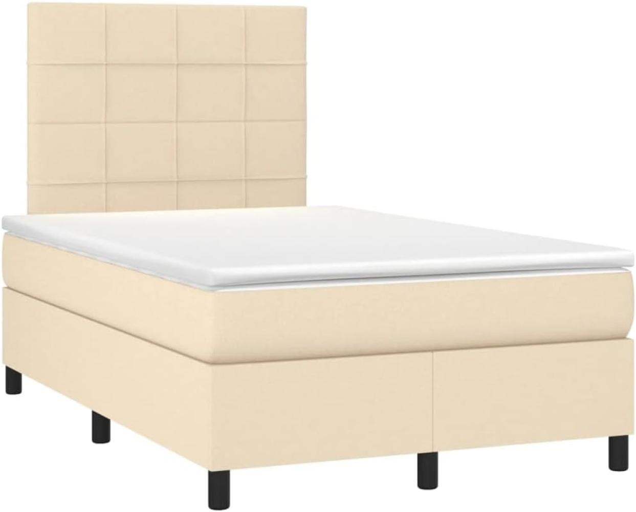 vidaXL Boxspringbett mit Matratze Creme 120x200 cm Stoff, Härtegrad: H2 [3141766] Bild 1