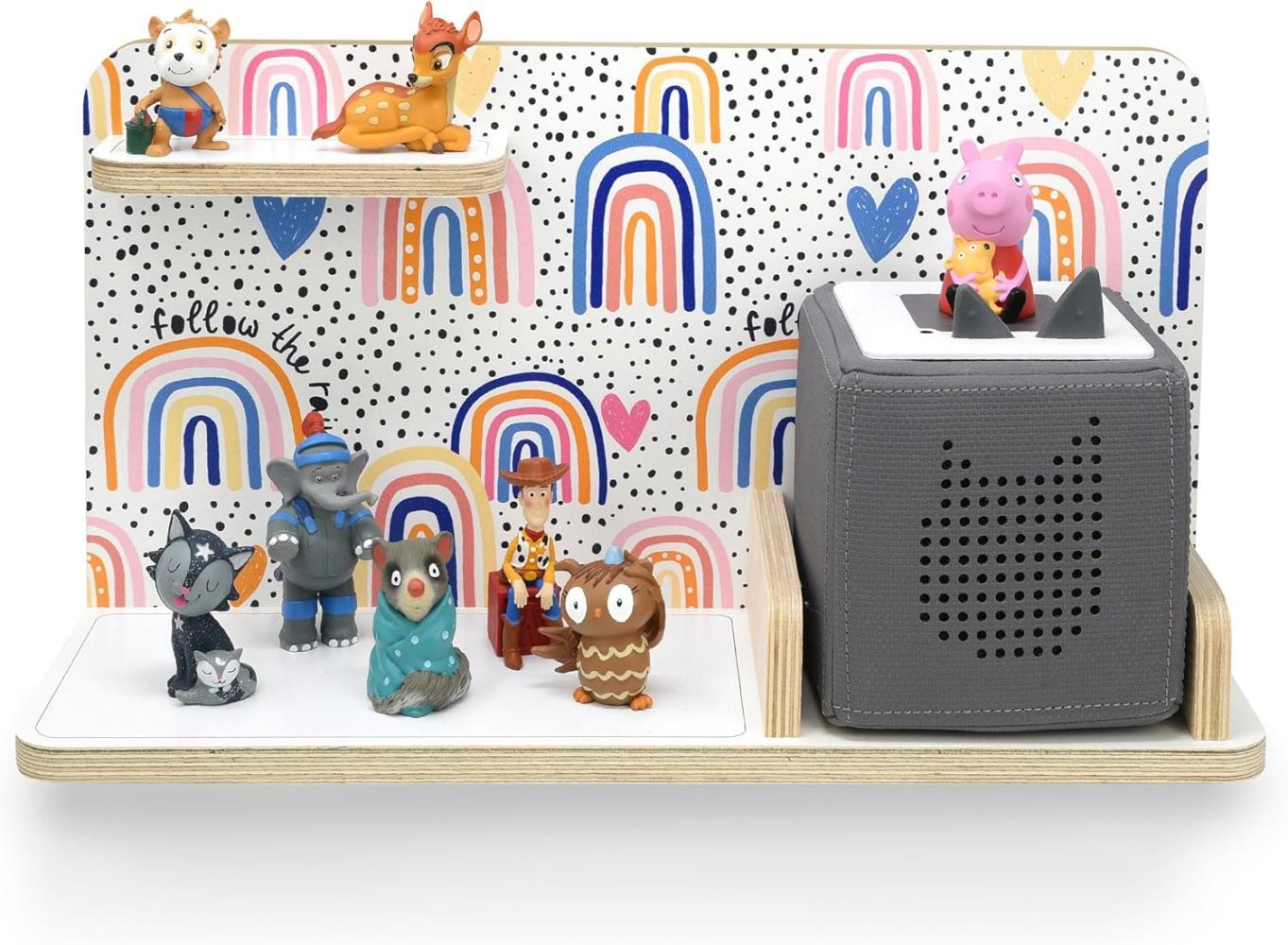 stadtecken Kinder Regal für Musikbox I Motiv After The rain, klein I Geeignet für die Toniebox und ca. 25 Tonies I Geschenk I Geschenkidee I Spielen I Sammeln I Zum Aufstellen oder Aufhängen Bild 1