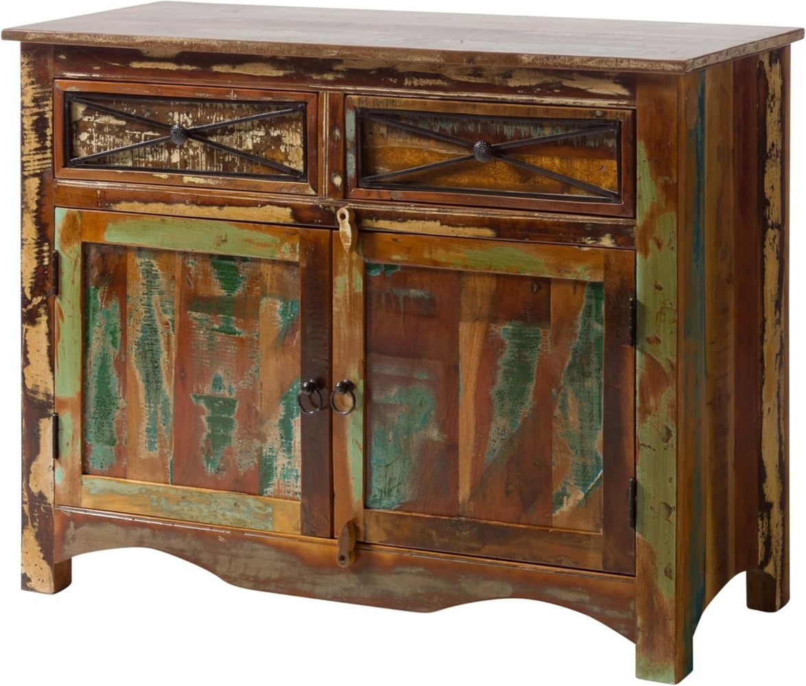 Massivmoebel24 Sideboard (Sideboard Altholz 110x45x85 mehrfarbig lackiert NATURE OF SPIRIT #130) Bild 1