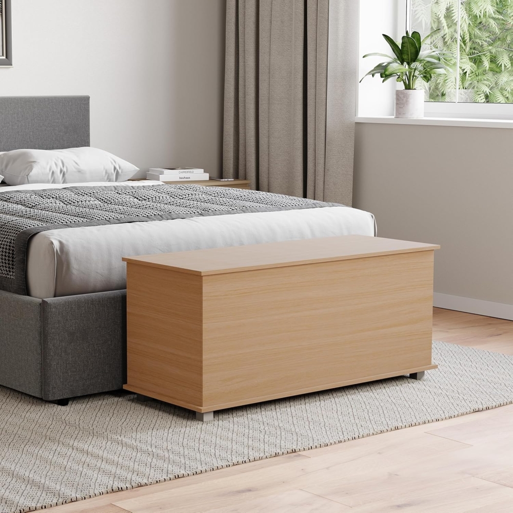 Vida Designs Leon Stauraum Ottomane Holztruhe mit Deckel Sitzhocker Fensterbank Decken Bettzeug Spielzeugkiste Fußhocker Kiefer Bild 1