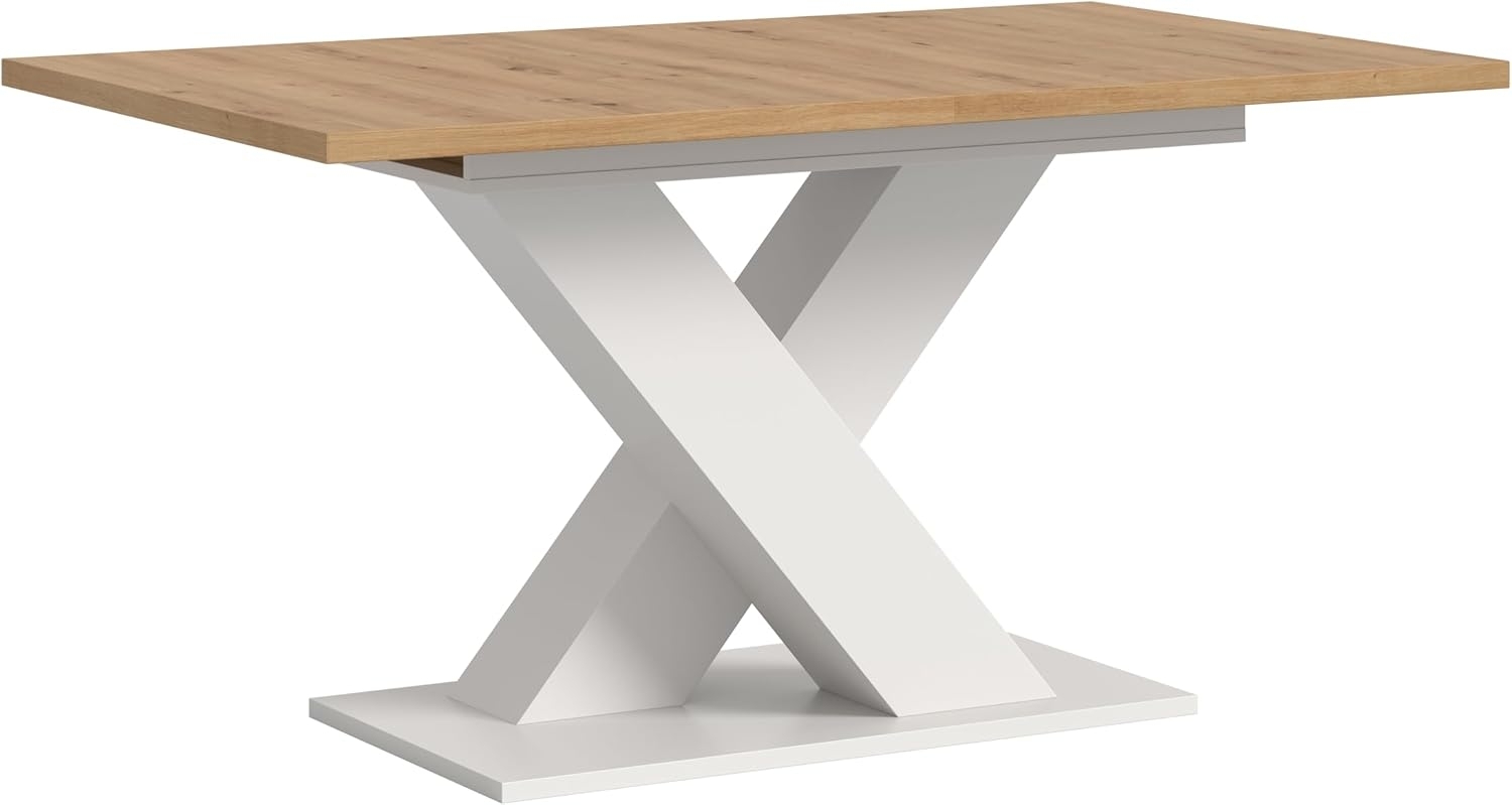 Esstisch ausziehbar Artisan Weiß X-Fußgestell 150-190cm Bild 1